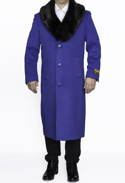 Men's Big And Tall Overcoat Long Men's Dress Topcoat - Winter coat 4XL 5XL 6XL Royal Blue