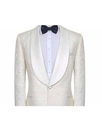 Men's White Shawl Lapel Tuxedo One Button