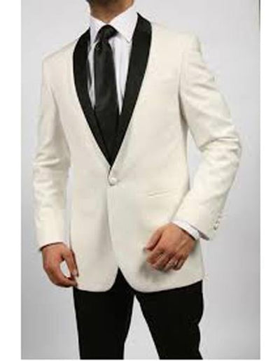 Men's One Button Shawl Lapel Ivory ~ Cream Tuxedo