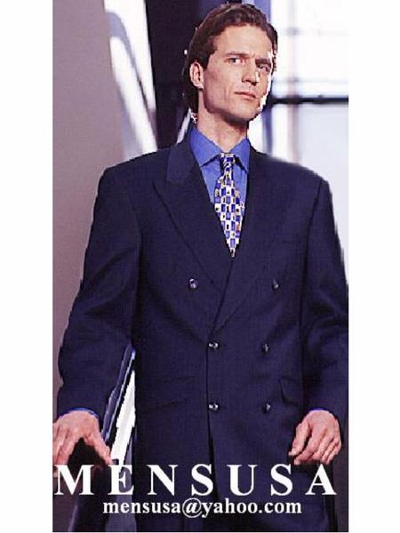 Mix and Match Suits Double Breasted Suits Worsted Virgin Wool Dark Navy Blue Suit