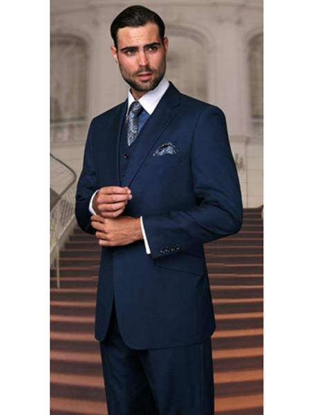 Mix and Match Suits Men's Teal Blue Pants Vested 2 Buttons Regular Fit Suit