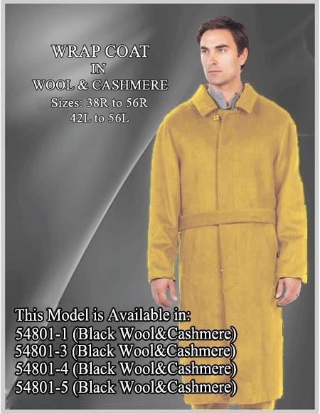 Men's Dress Coat Belted Full Length Overcoat ~ Long Men's Dress Topcoat - Winter coat 45 Inches Button Closure Camel Coat