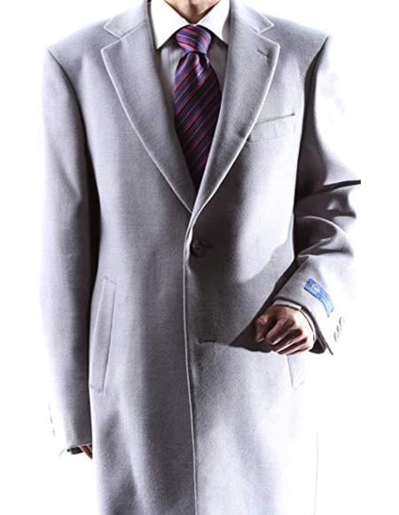 Mens Overcoat Mens Dress Coat Gray Two Button Long Men's Dress Topcoat - Winter coat