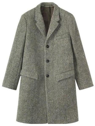Mens Topcoat Mens Dress Coat Three Button Herringbone Tweed Wool Gray ~ Grey Top Coat ~ Overcoat