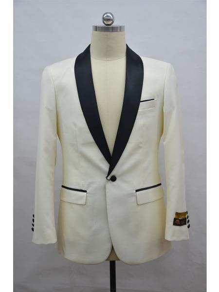 Men's Blazer Ivory ~ Black Tuxedo Dinner Jacket and Blazer Two Toned