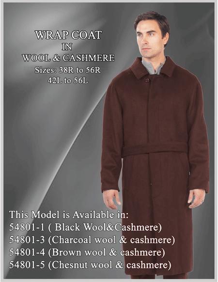 Men's Big And Tall Overcoat Long Men's Dress Topcoat - Winter coat Outerwear Coat Up to Size 68 Regular Fit