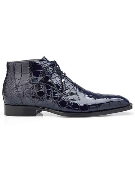 Men's Blue Three Eyelet Lacing Cap Toe Authentic Genuine Skin Italian Tennis Dress Sneaker Shoes