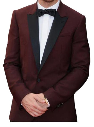 Men's Peak Lapel Burgundy Tuxedo