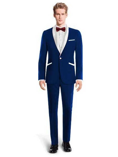 Navy Blue One Button Shawl Lapel Tuxedo Suit