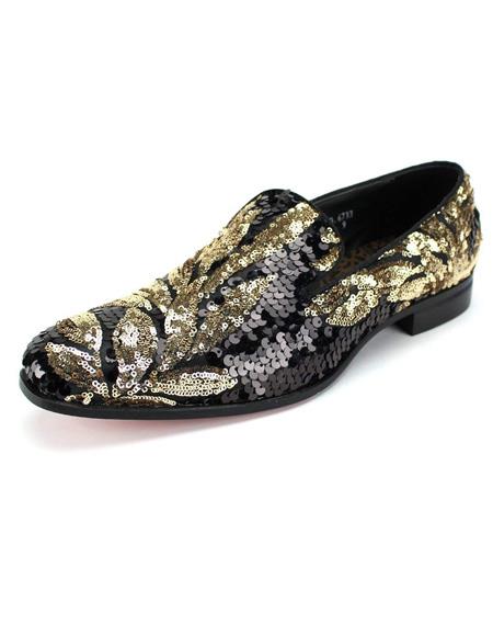 Men's Black ~ Gold Slip On Shoe