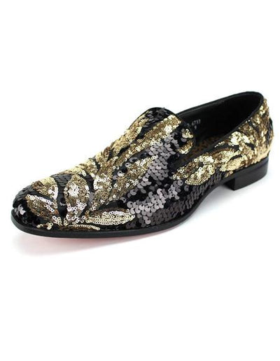 Men's Black ~ Gold Slip On Shoe