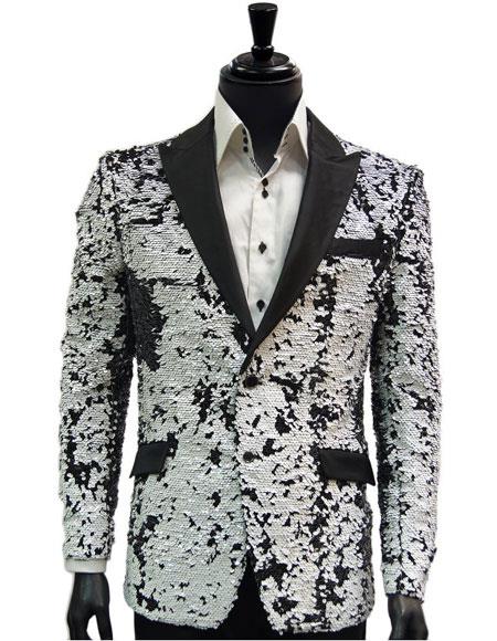 Men's Black ~ White Two Button Breasted