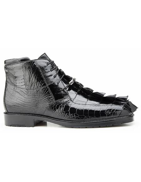 Men's Authentic Genuine Skin Italian Brand Lace Up Leather Lining Cushioned Insole Black Shoe