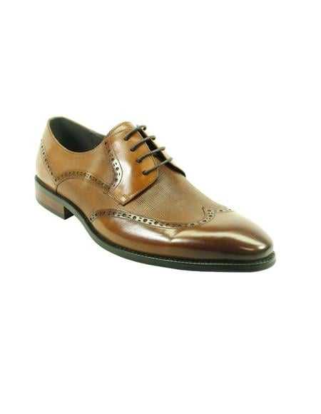 Men's Fashion Shoes by Carrucci - Lace-Up Cognac