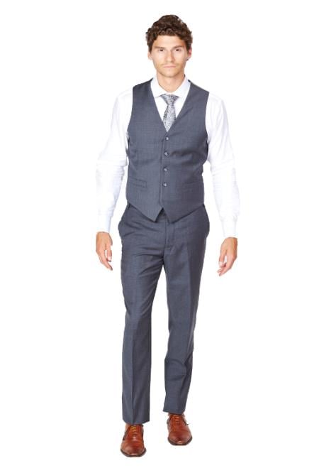 Men's Grey Dress Tuxedo Wedding Men's Vest ~ Waistcoat ~ Waist coat & Tie & Matching Dress Pants Set