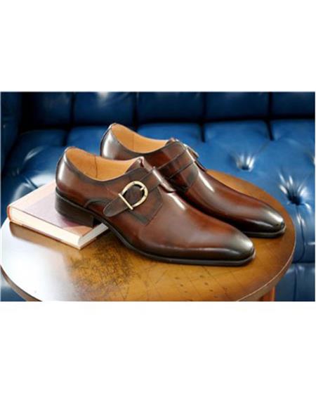 Men's Buckle Closure Cognac Buckle Closure Carrucci shoe
