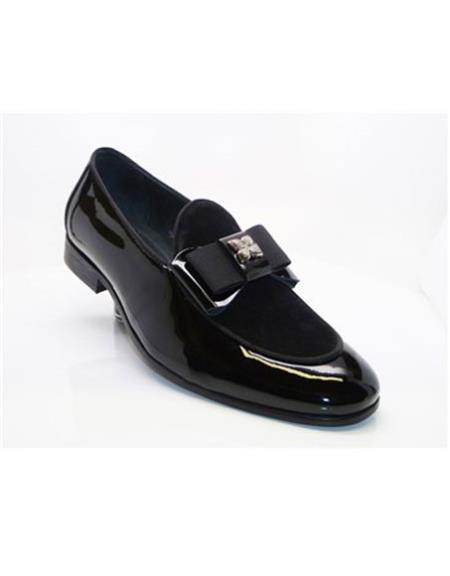 Men's Buckle Closure Slip-On Black Carrucci Black Dress Shoe