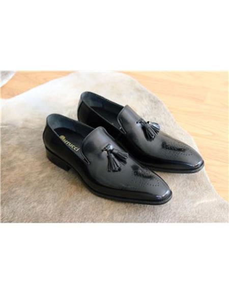 Men's Stylish Dress Loafer Slip On Black Carrucci Black Dress Shoe