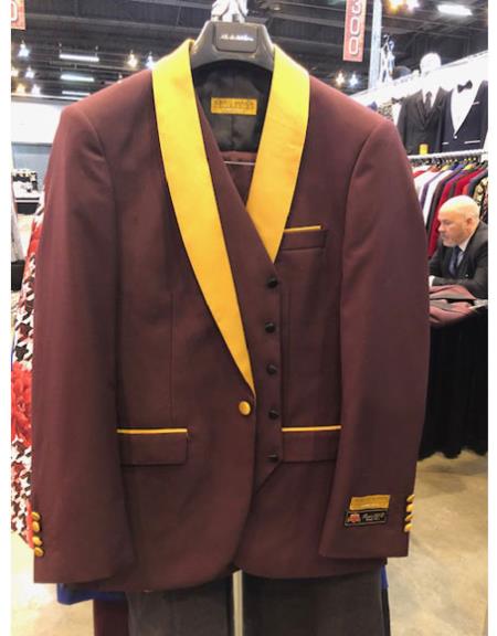 Men's Burgundy Two Button Suit