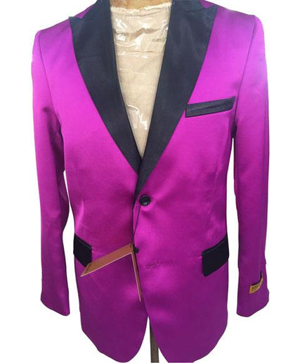 Men's Dark Pink ~ Fuchsia Black Peak Lapel Blazer
