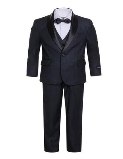 Men's Boys Shawl Lapel Dark Navy Tuxedo Set Perfect for wedding attire outfits - Toddler Suit