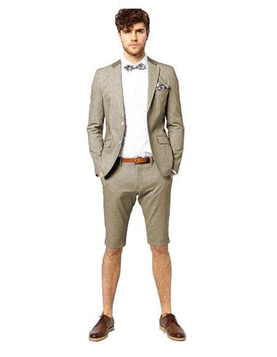 Mens Short Pants Suit Set Mens Suit For Men Grey Two Button