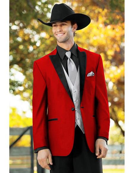 Men's Red One Button Suit