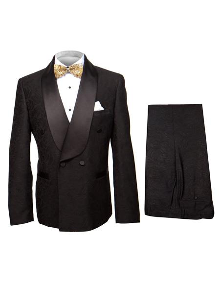 Rossi Man Black Double Breasted Slim Suit