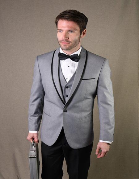 Genova Grey 1-Button Shawl Tuxedo