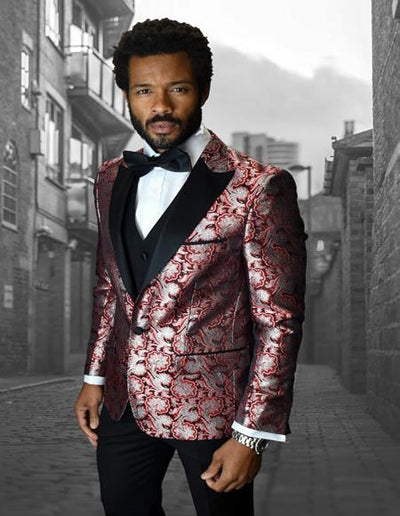 Bellagio IV Red 1-Button Peak Tuxedo - Red Tuxedo