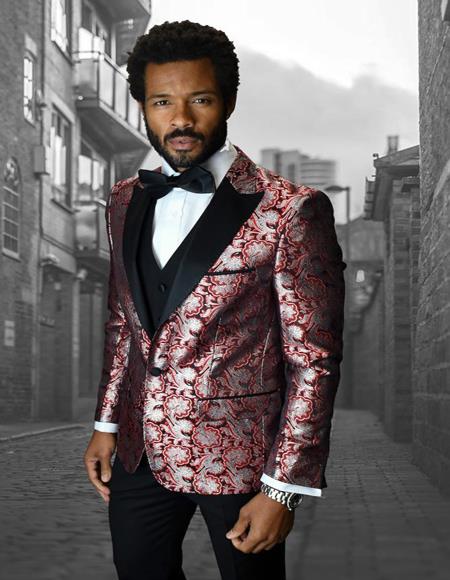 Bellagio IV Red 1-Button Peak Tuxedo - Red Tuxedo