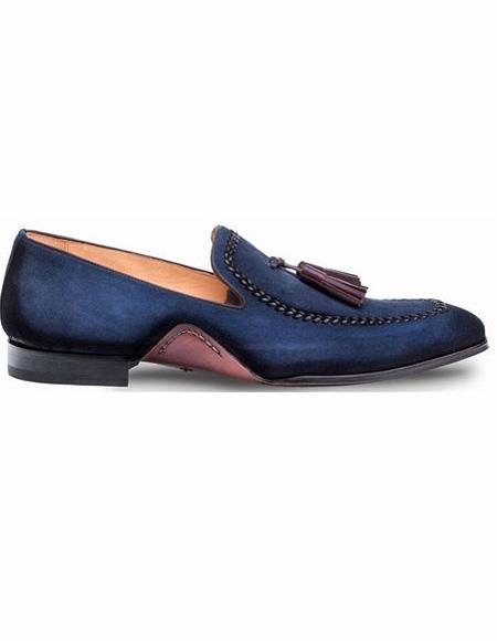 Men's Blue Shoe Slip On Hand Made