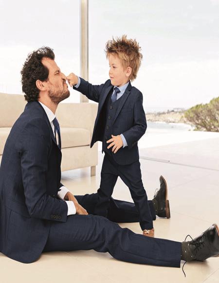 Dad And Son Two Button Blue Matching Perfect for toddler Suit wedding attire outfits Suits