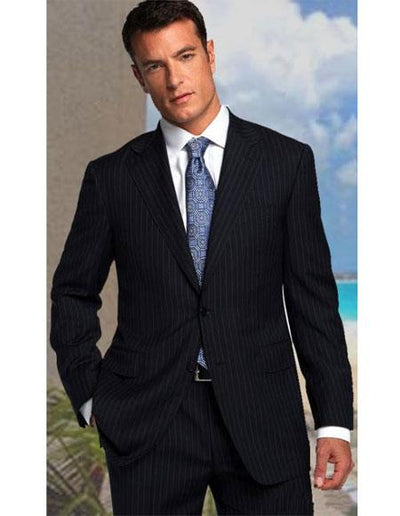 Athletic Cut Classic Suits Men's suit Classic Relax Fit Pleated Pants 19 Inch Bottom Black