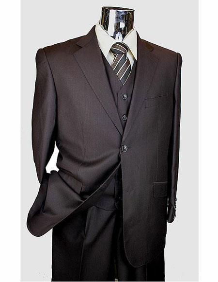 Athletic Cut Classic Suits Men's suit Classic Relax Fit Pleated Pants 19 Inch Bottom Brown