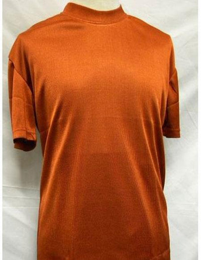 Short Sleeve Rust Mock Neck Shirts For Mens