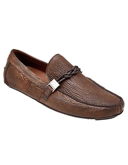 Authentic Genuine Skin Italian Zante, Genuine Shark, Men's Drivers Shoes, Style: 24V - Tobacco Brown