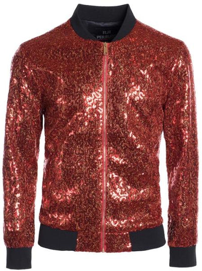 Men's Sequin Big and Tall Bomber Jacket Red