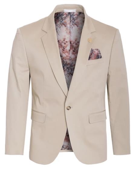 Men's Cotton Stretch Slim Fit Blazer Khaki