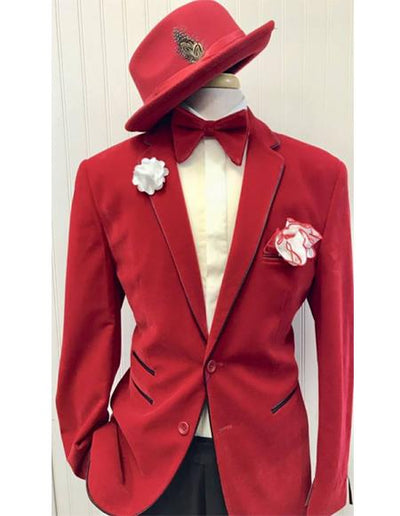 Red Ticket Pocket Two Button Suit for Men