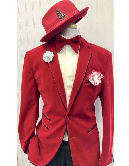 Red Ticket Pocket Two Button Suit for Men