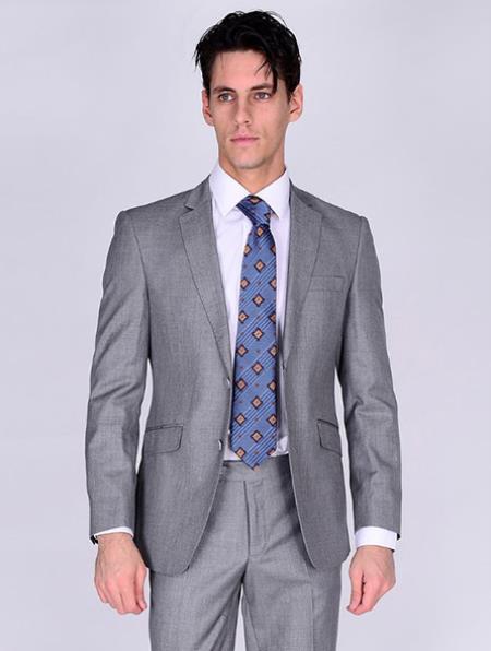 Bertolini Silk & Fabric Men's Suit-Light Gray- High End Suits - High Quality Suits