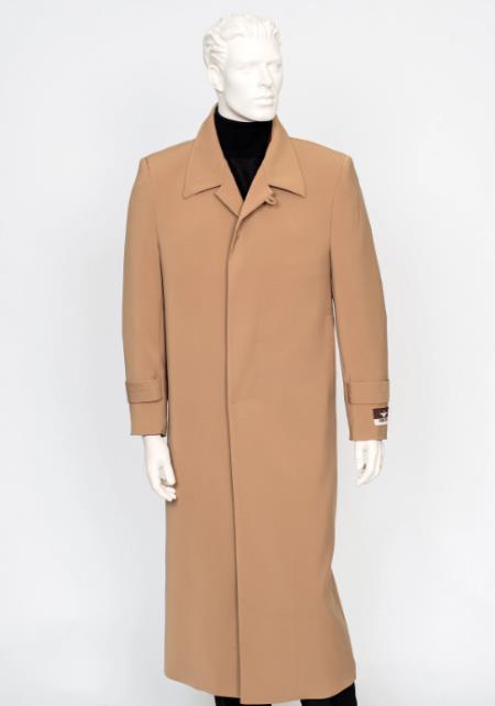 Men's Carmel 4 Buttons Full Length All Weather Coat Duster Maxi Coat