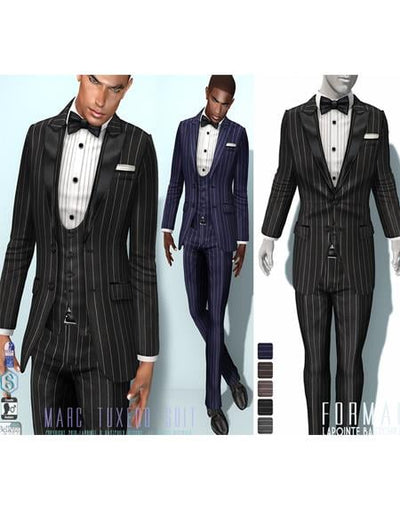 Black Three Button Tuxedo Suit