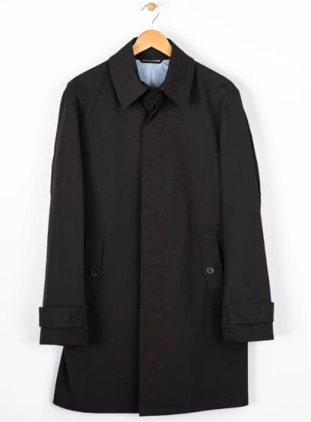 Men's Three Quarter Trench Coat Black
