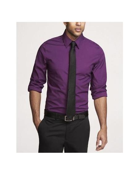 Mardi Gras Purple Shirt And Black Tie S or Small