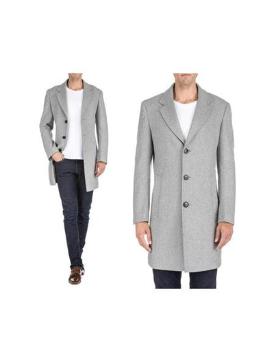 Men's Light Grey Men's Carcoat - Car Coat Mid Length Three quarter length coat