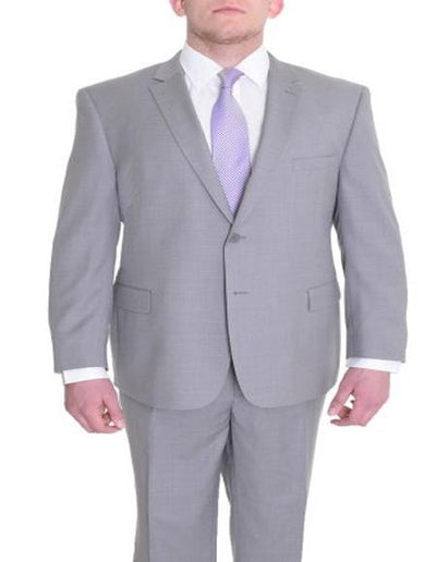 Two Button Closure Solid Gray Two Button Wool Suit