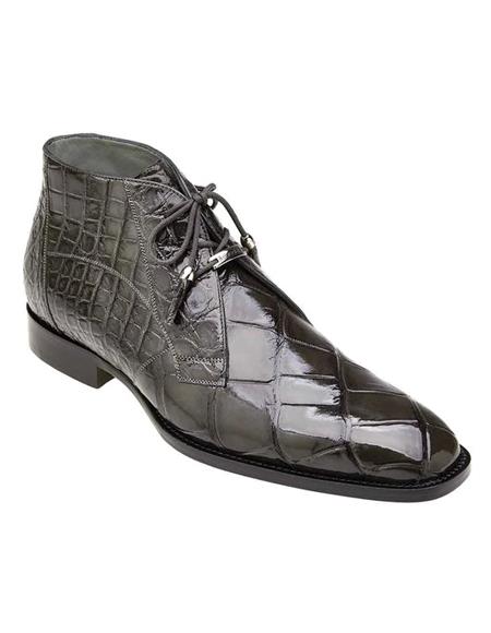 Mens Crocodile Boots - Ankle Boot Authentic Genuine Skin Italian Stefano Gray Genuine Alligator Ankle Boot