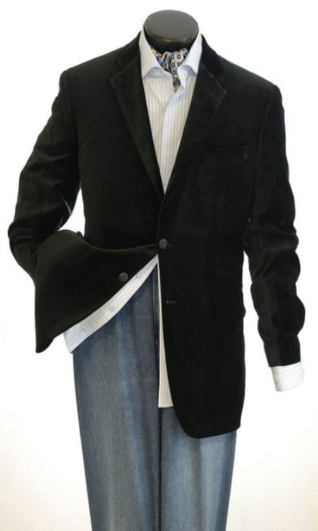 Men’s Black Velour Blazer – Classic Velvet Sport Jacket for Weddings, Parties and Formal Wear
